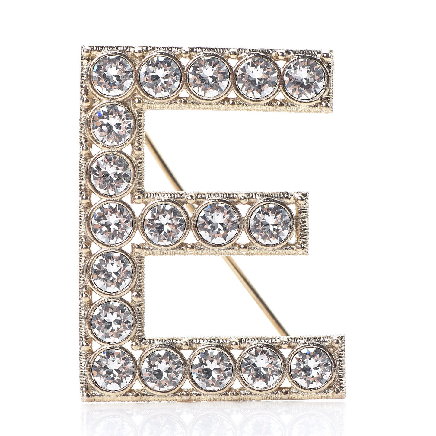 Crystal Cha-Nel Logo Brooch Set Gold