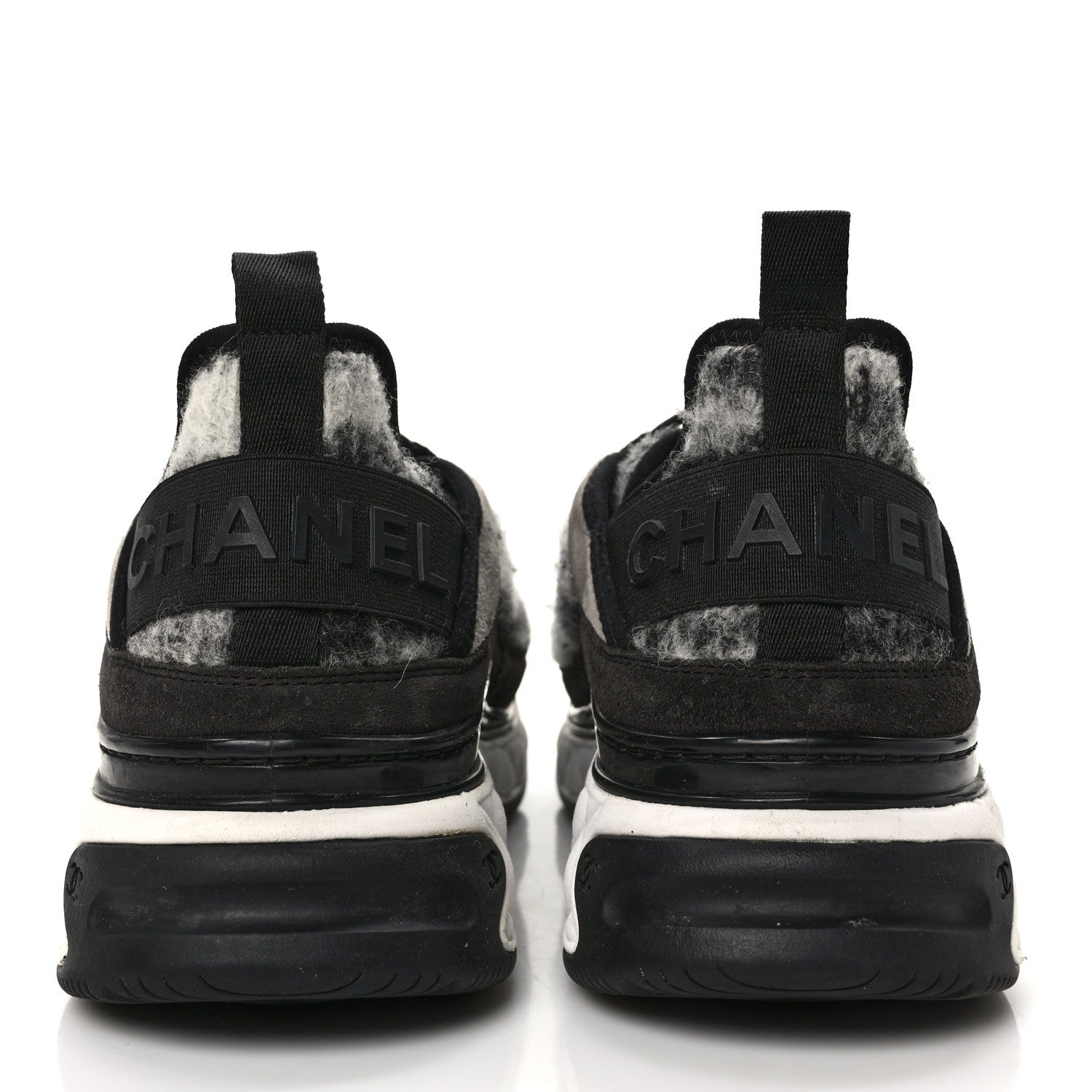 Chanel Fabric Suede Calfskin CC Sneakers 39.5 Gray 5 of 9