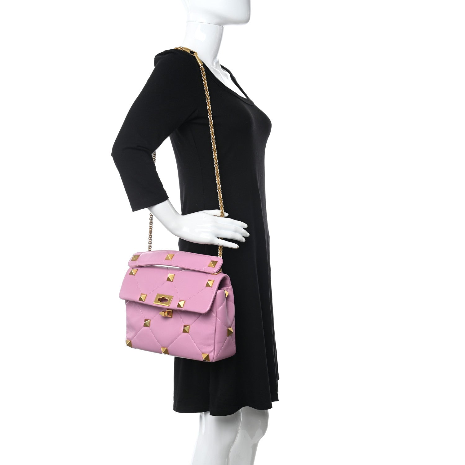Valentino Garavani Nappa Large Roman Stud Shoulder Bag Giacinto 2 of 10