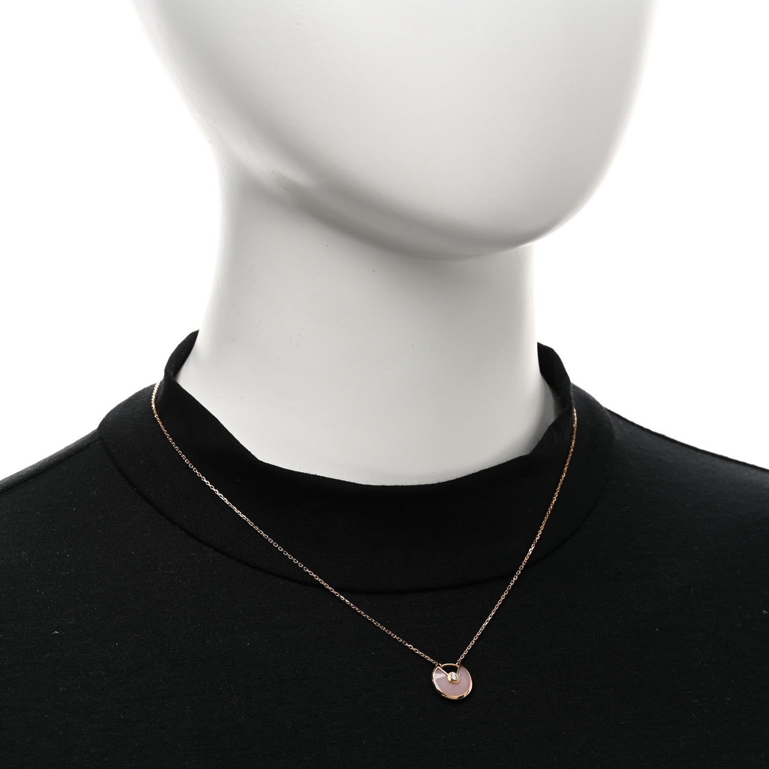 Cartier 18K Pink Gold Diamond Pink Opal XS Amulette de Cartier Pendant Necklace 2 of 4