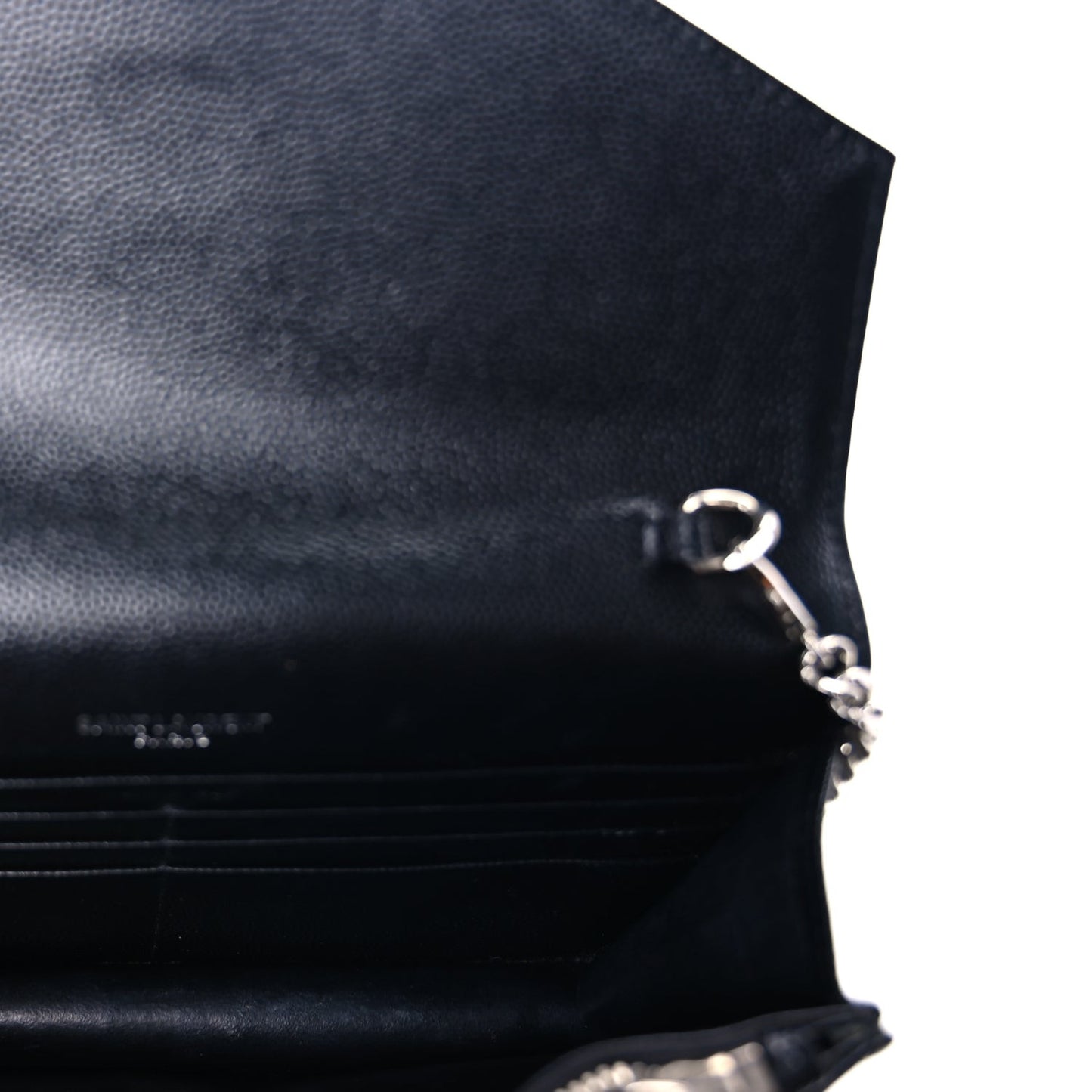 Grain De Poudre Matelasse Chevron Monogram Envelope Chain Wallet Black