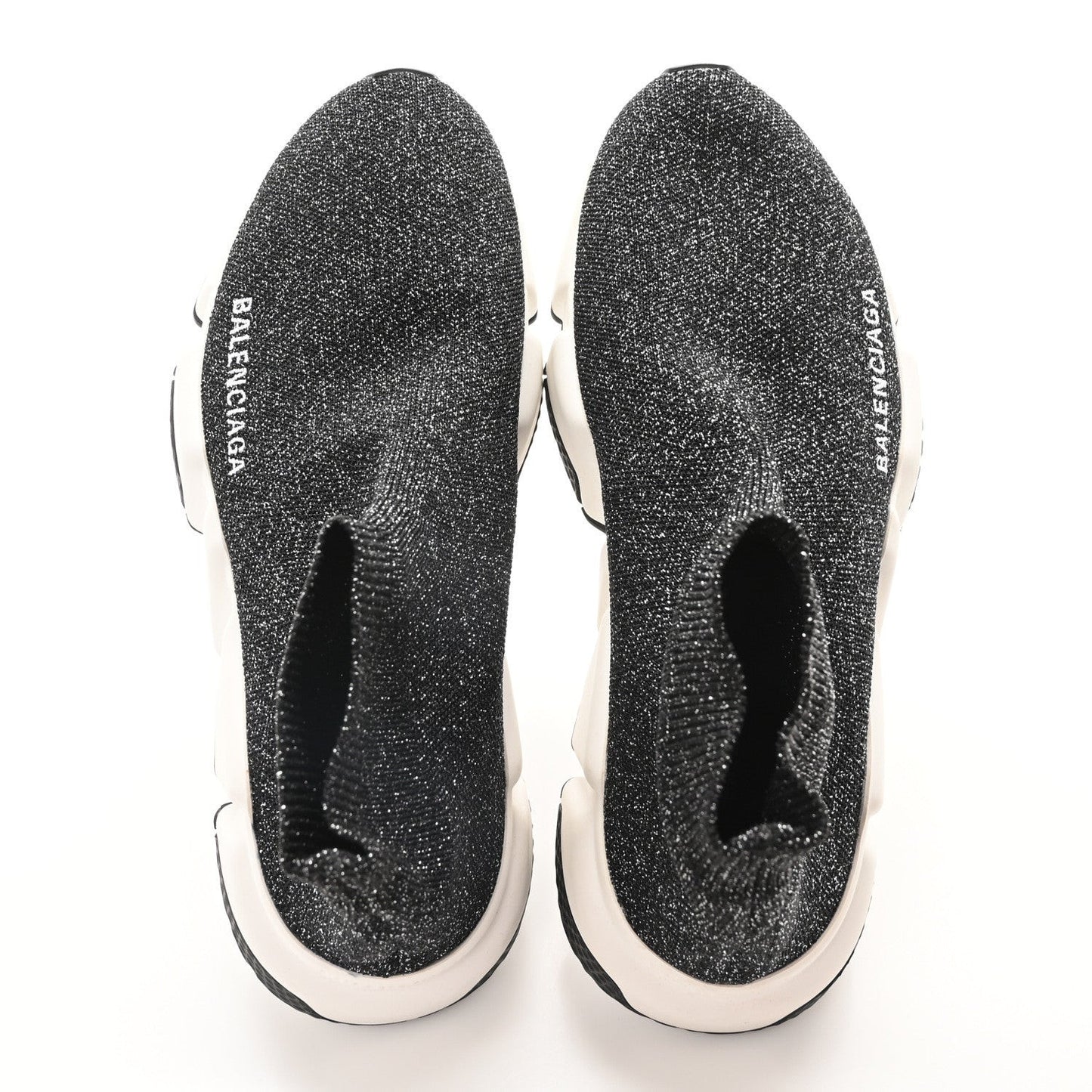 Laminated Knit Bi-Color Sole Womens Speed Sneakers 35 Black White