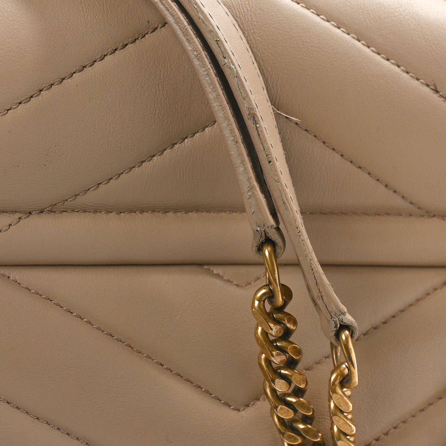 Calfskin Y Quilted Monogram Medium Loulou Chain Satchel Dark Beige