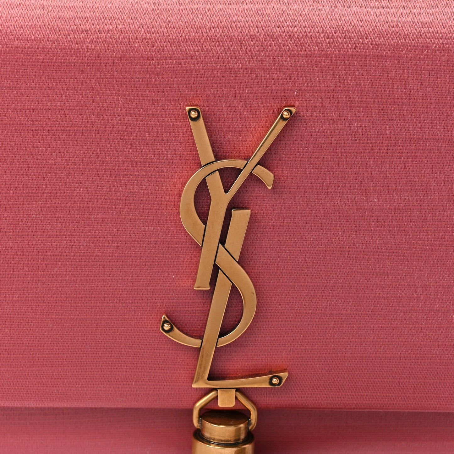 Satin Small Classic Monogram Kate Tassel Satchel Coral Rose