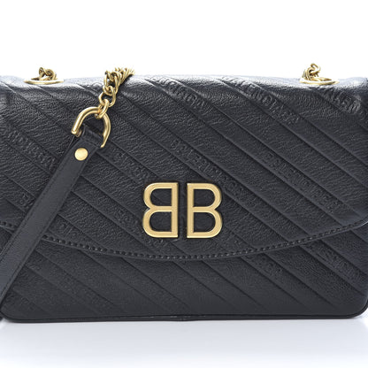 Balenciaga Shiny Goatskin Logo Embossed BB Chain Wallet Black 8 of 15