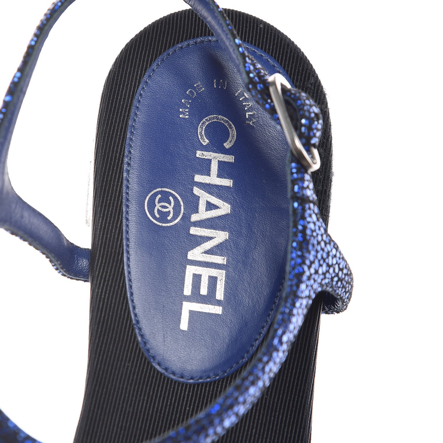 Chanel Glitter CC Thong Sandals 39.5 Dark Blue 9 of 16