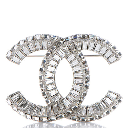 Chanel Baguette Crystal CC Brooch Silver 1 of 4
