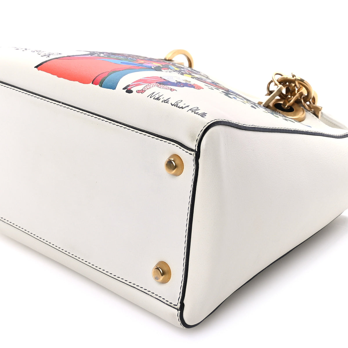 Calfskin Niki De Saint Phalle Medium Supple Lady Dior Off White