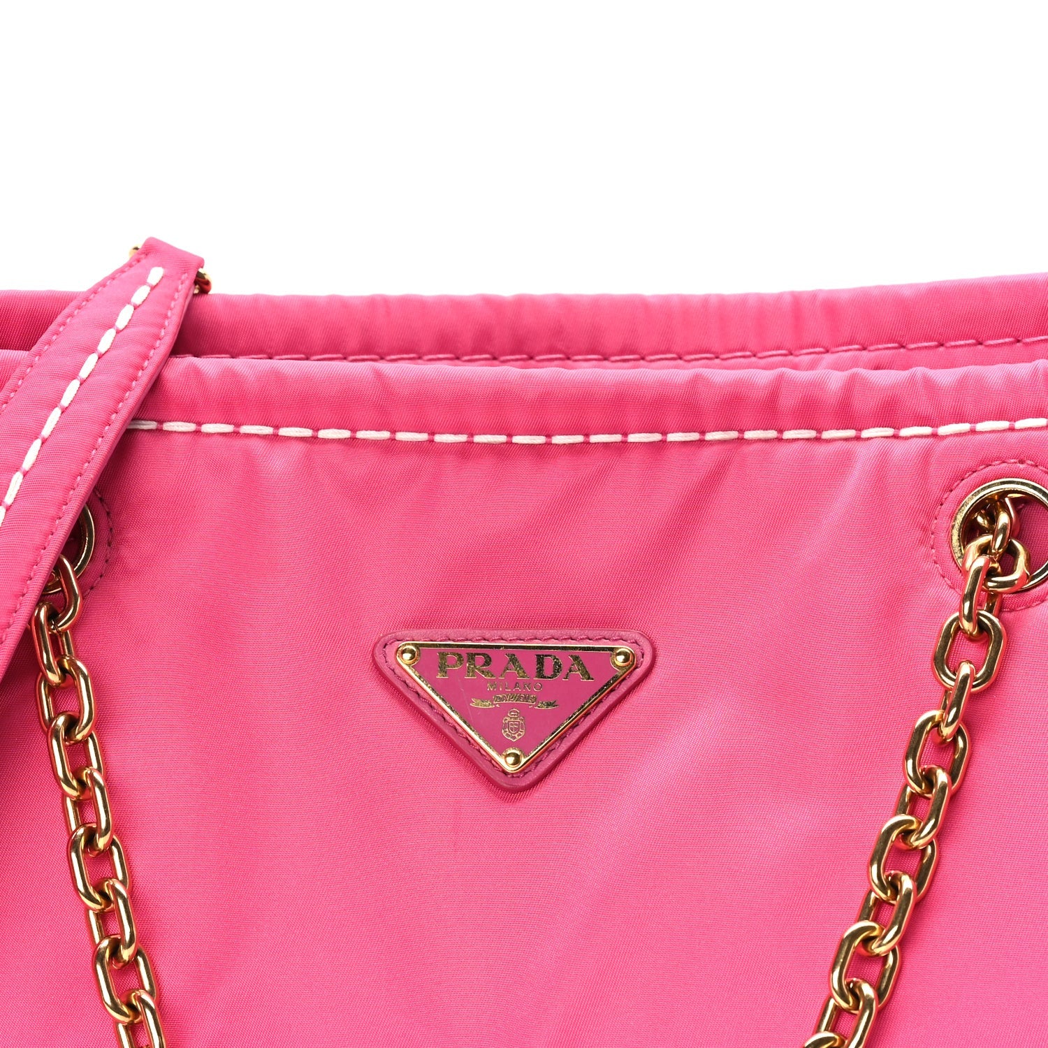 Prada Tessuto Nylon Chain Tote  Fuxia 6 of 8