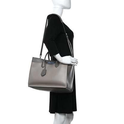 Prada City Calfskin Large Etiquette Tote Light Grey 2 of 11