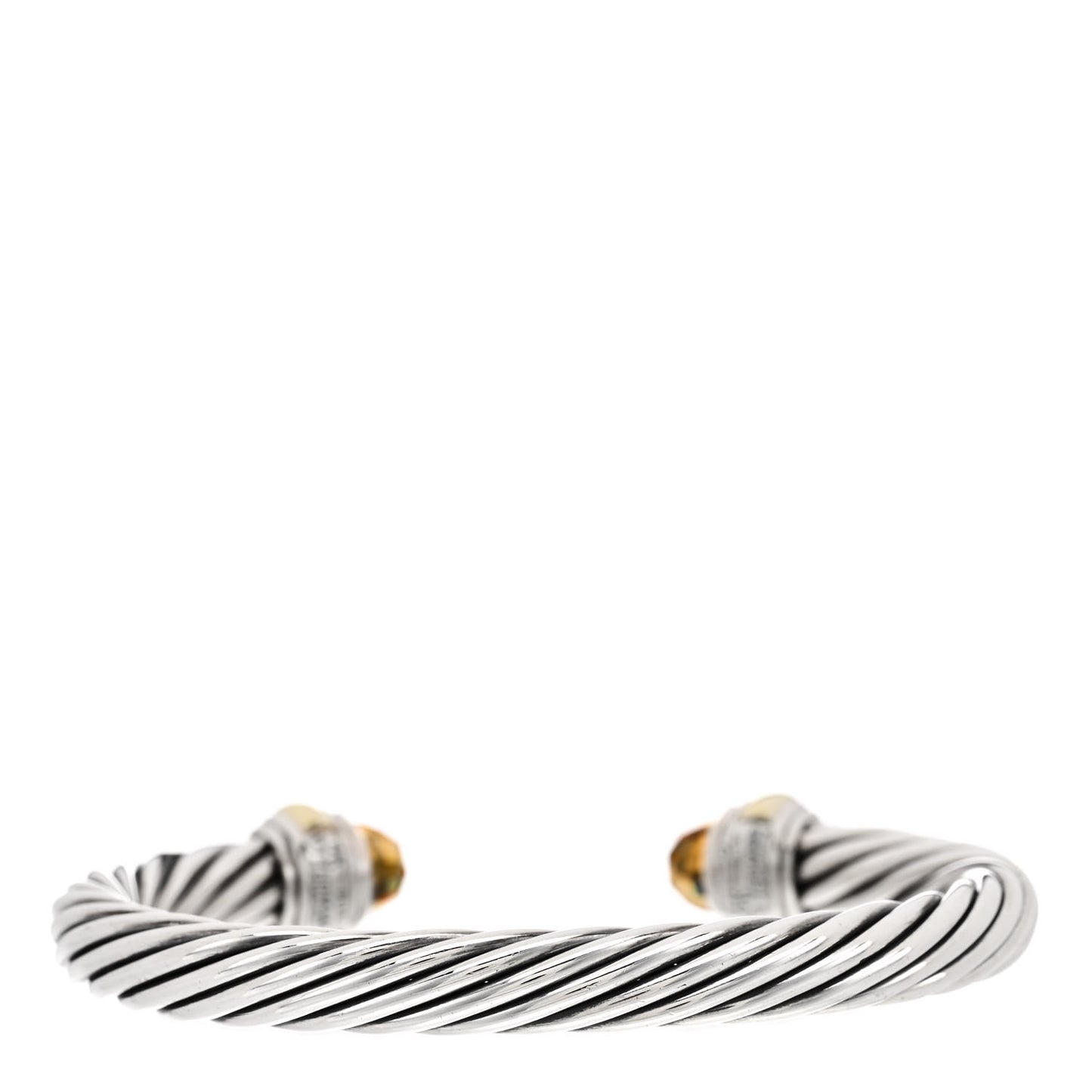 Sterling Silver 14K Yellow Gold Citrine 7mm Cable Classics Bracelet
