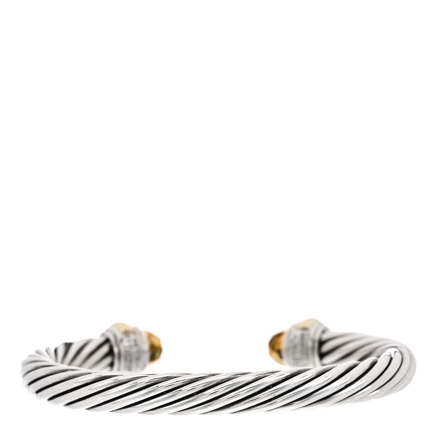 David Yurman Sterling Silver 14K Yellow Gold Citrine 7mm Cable Classics Bracelet 2 of 3