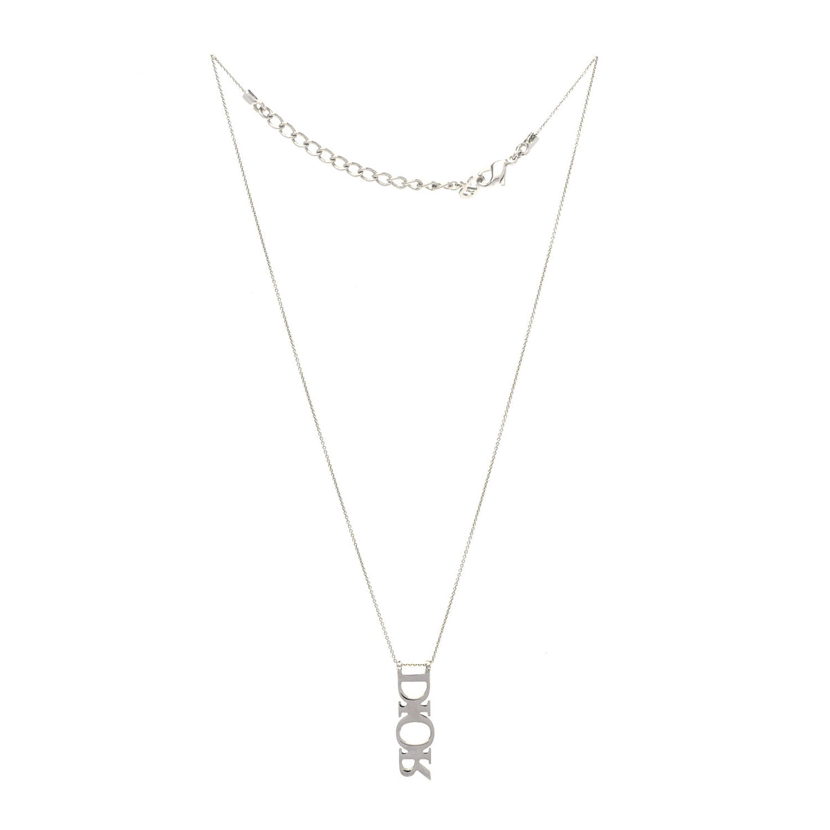 Christian Dior Metal Logo Necklace Silver 1 of 3