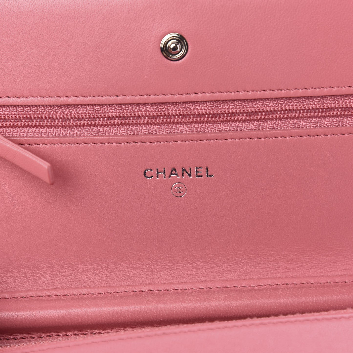 Lambskin Quilted Wallet On Chain WOC Pink