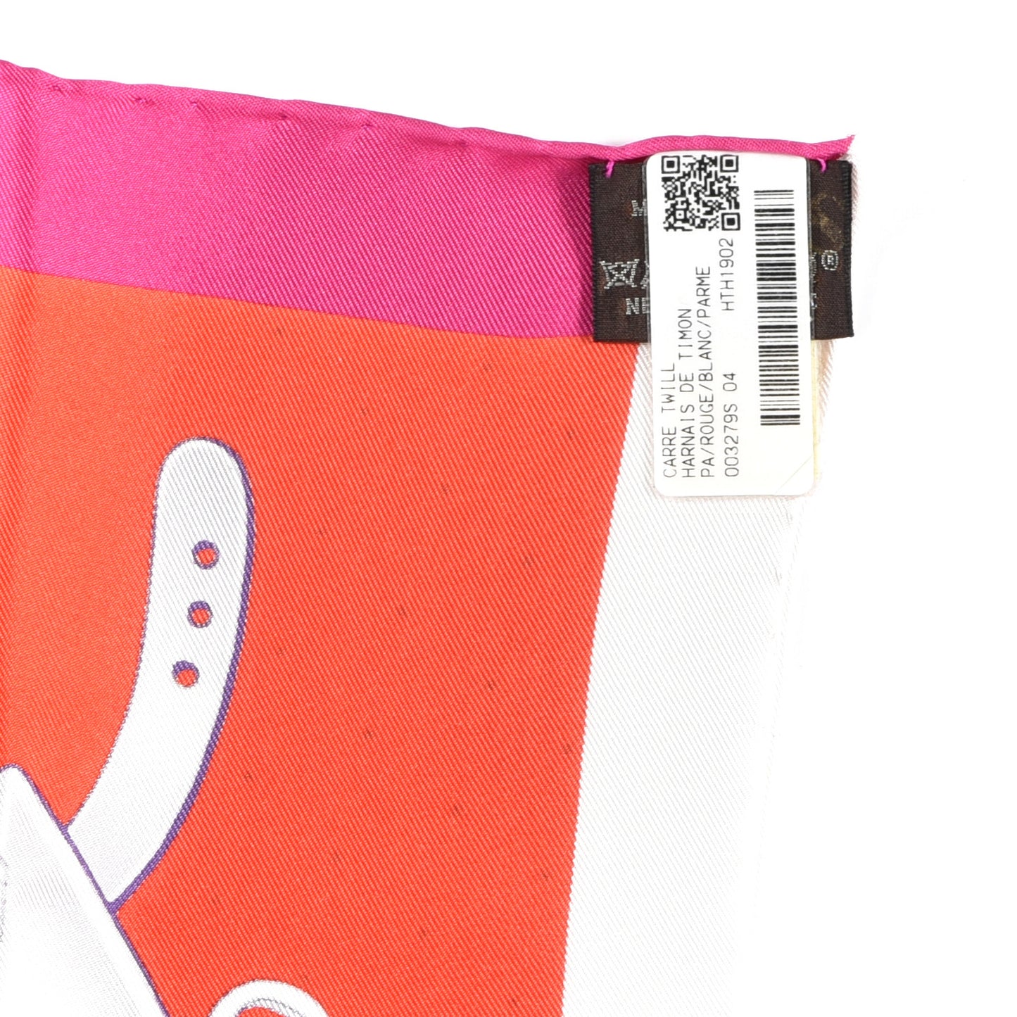Silk Harnais De Timon Scarf 90 Rouge White Parme