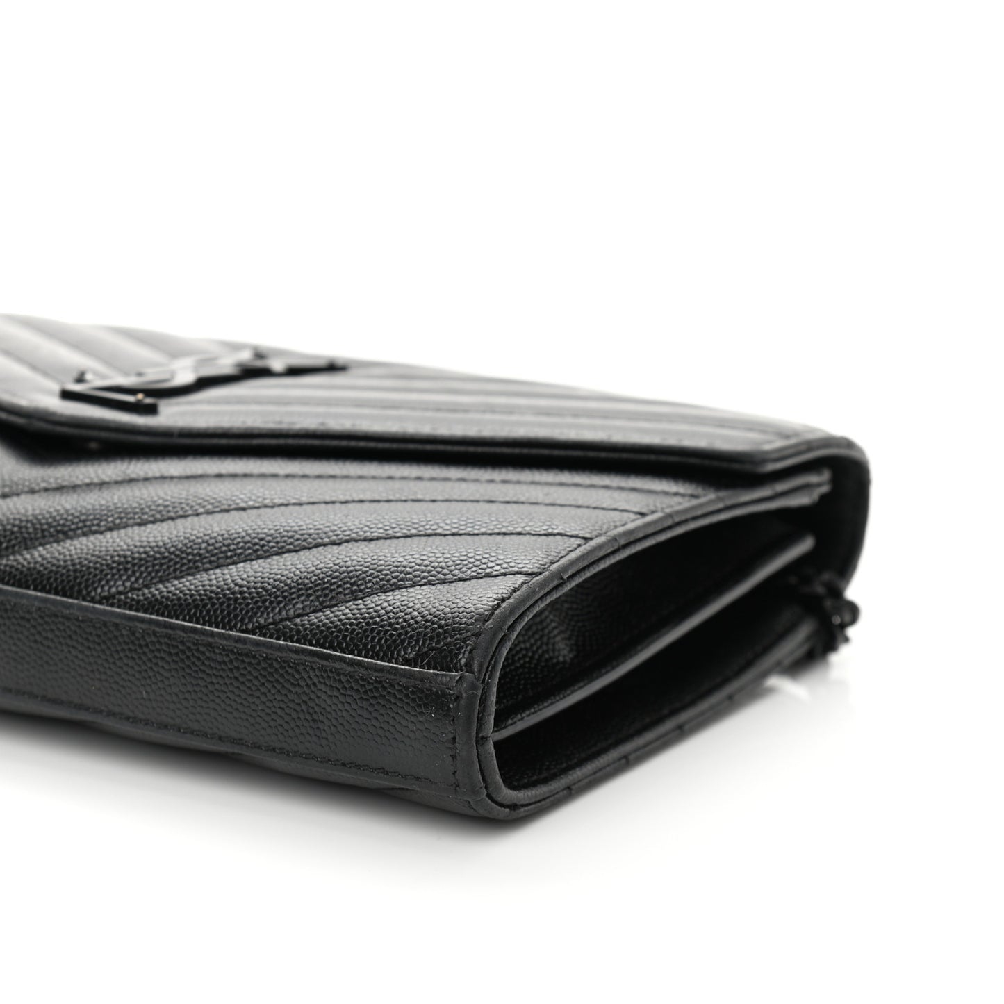 Grain De Poudre Matelasse Chevron Monogram Chain Wallet Black
