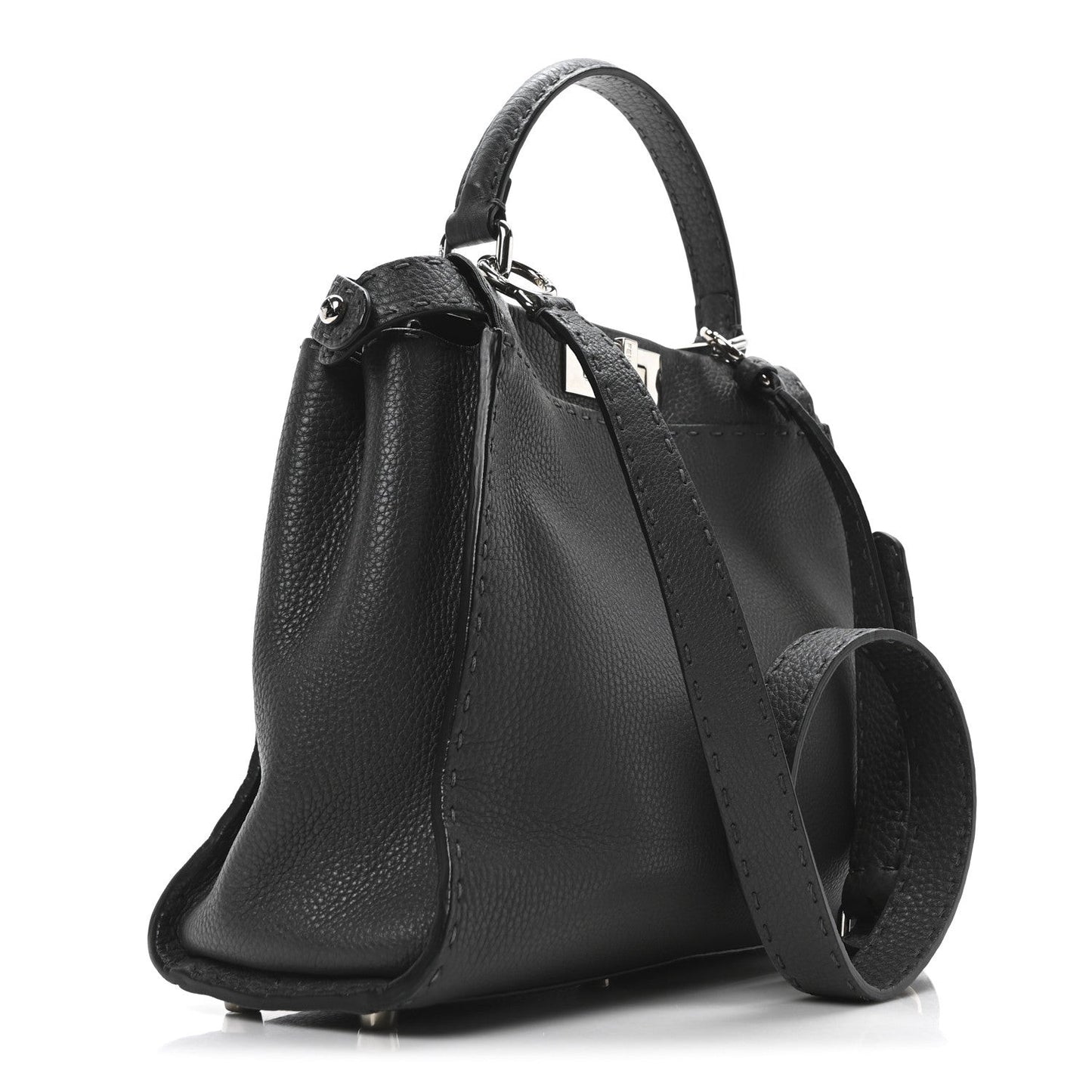 Cuoio Romano Selleria Bi-Color Medium Peekaboo Iconic Satchel Asfalto Latte