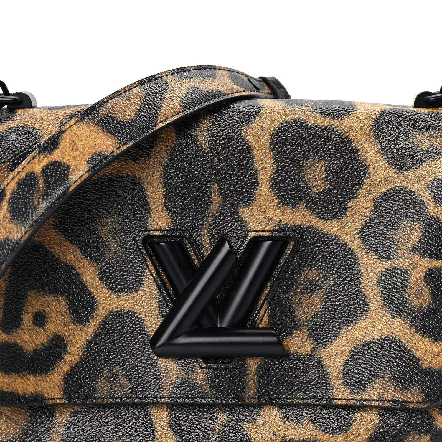 Louis Vuitton Calfskin Wild Animal Print Twist Shoulder Bag MM Marron 6 of 8