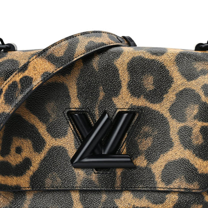 Louis Vuitton Calfskin Wild Animal Print Twist Shoulder Bag MM Marron 6 of 8