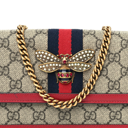 Gucci GG Supreme Monogram Web Queen Margaret Chain Wallet Red 6 of 8