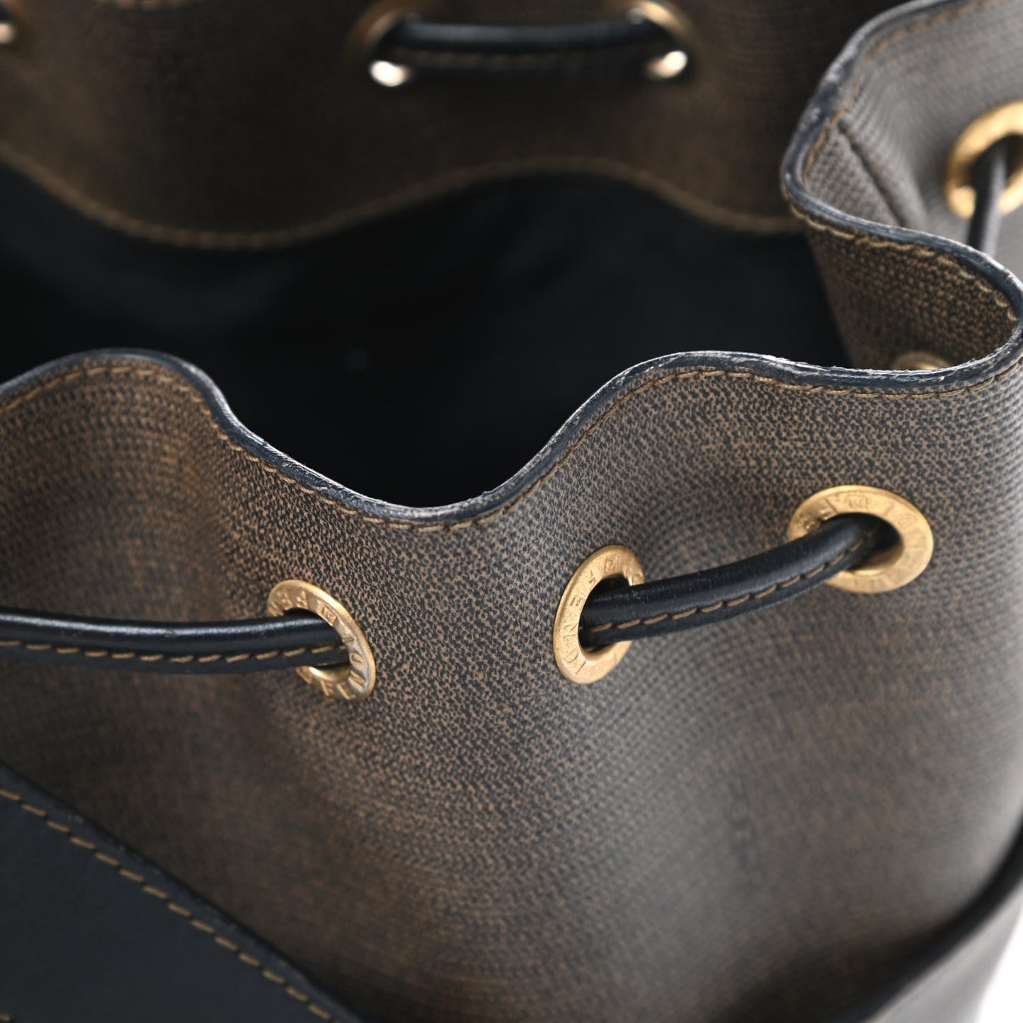 Coated Canvas Bucket Bag Brown