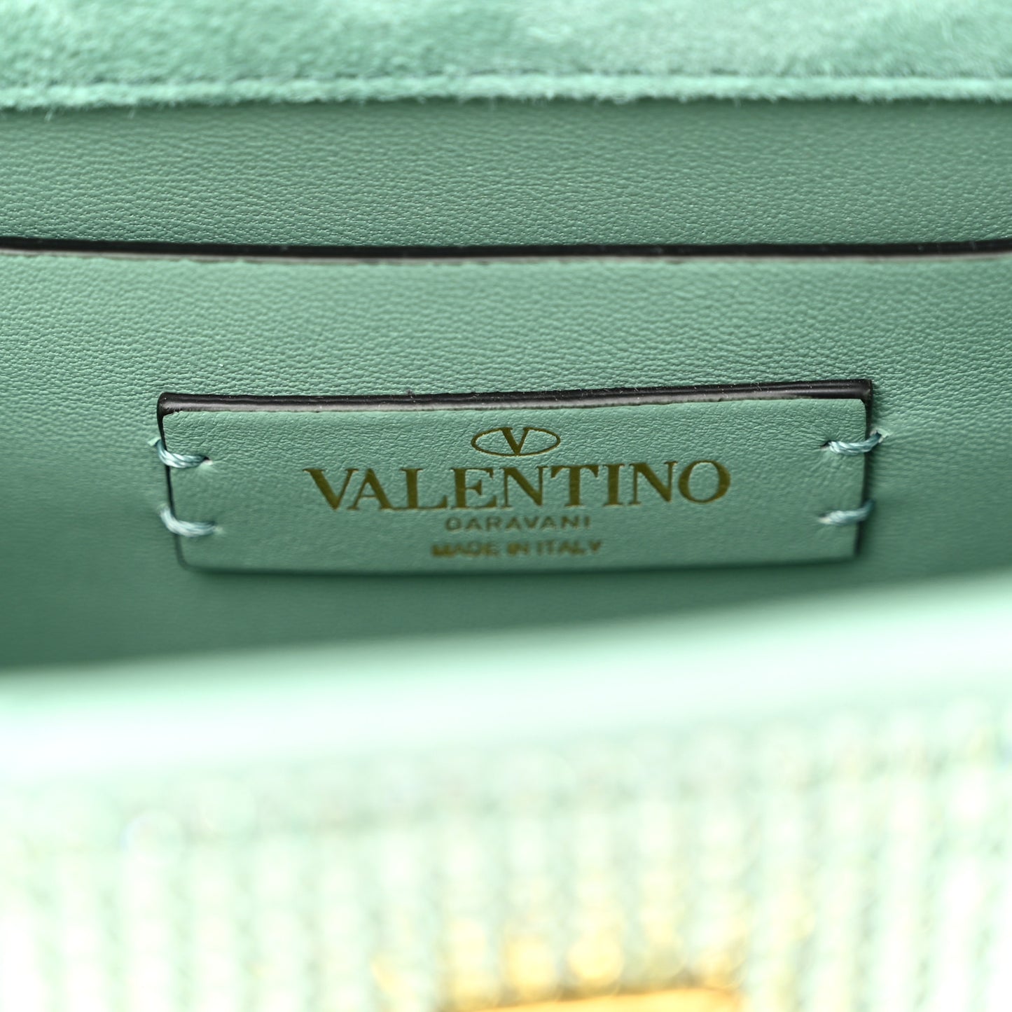 Crystal Suede Small Roman Stud Shoulder Bag Green