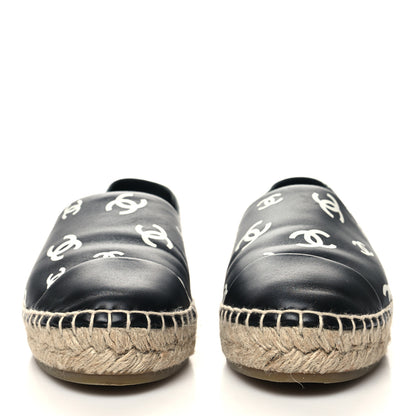 Chanel Lambskin Printed CC Espadrilles 38 Black White 2 of 9