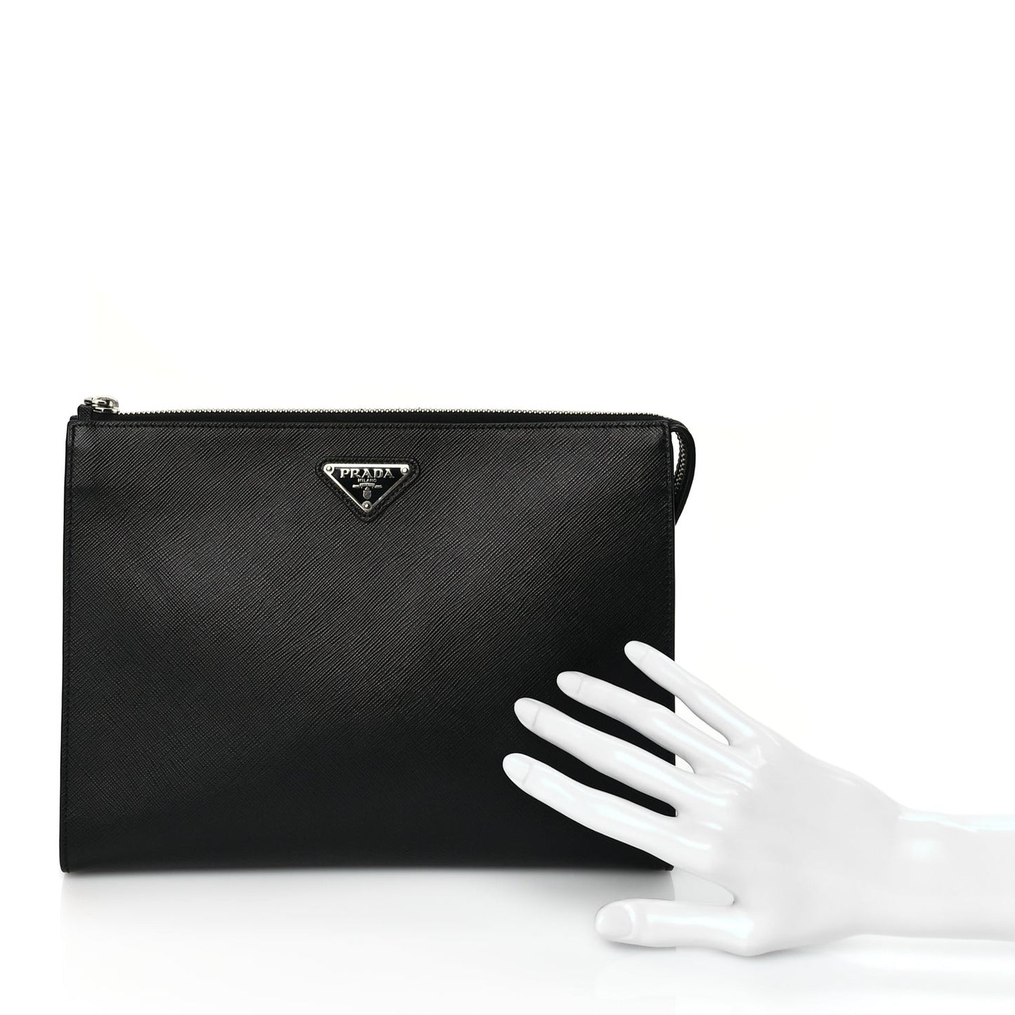 Saffiano Pouch Wristlet Black