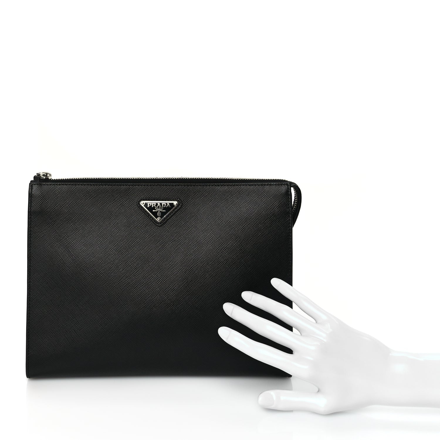 Prada Saffiano Pouch Wristlet Black 2 of 7