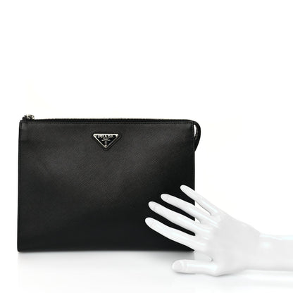 Prada Saffiano Pouch Wristlet Black 2 of 7