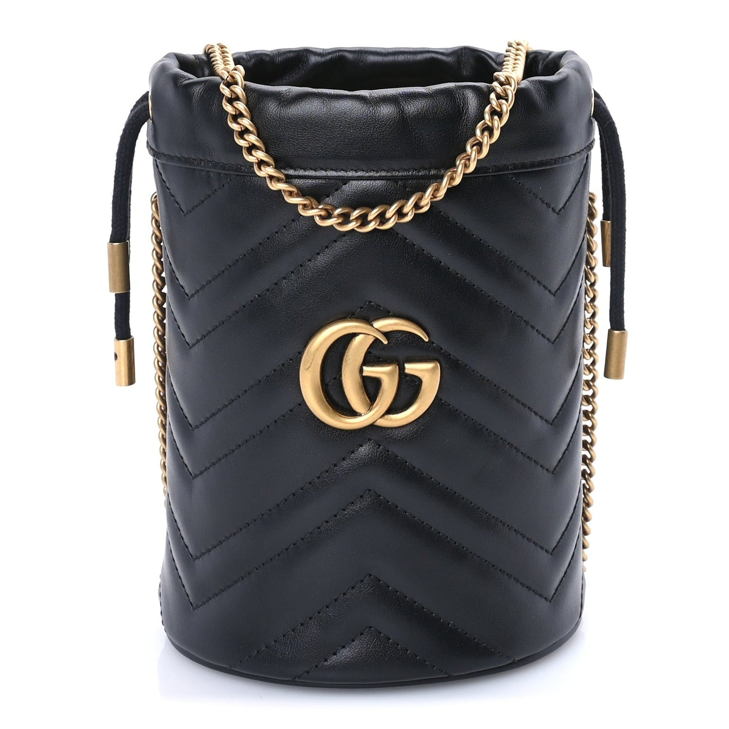 Calfskin Matelasse Mini GG Marmont 2.0 Bucket Bag  Black
