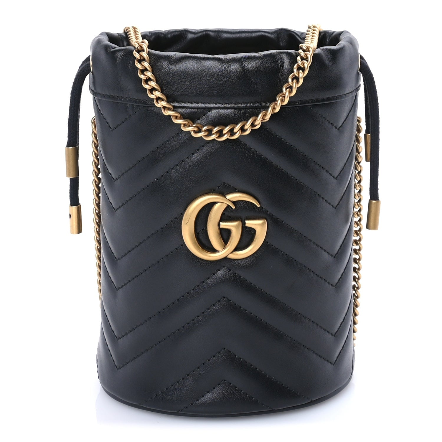 Gucci Calfskin Matelasse Mini GG Marmont 2.0 Bucket Bag  Black 1 of 7