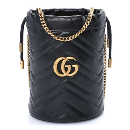 Gucci Calfskin Matelasse Mini GG Marmont 2.0 Bucket Bag  Black 1 of 7