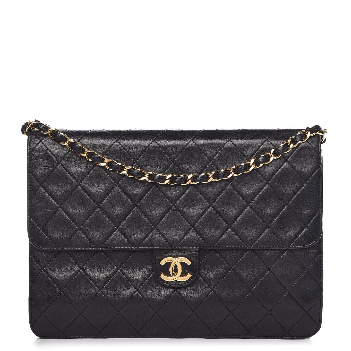 Lambskin Quilted Medium Single Flap Black