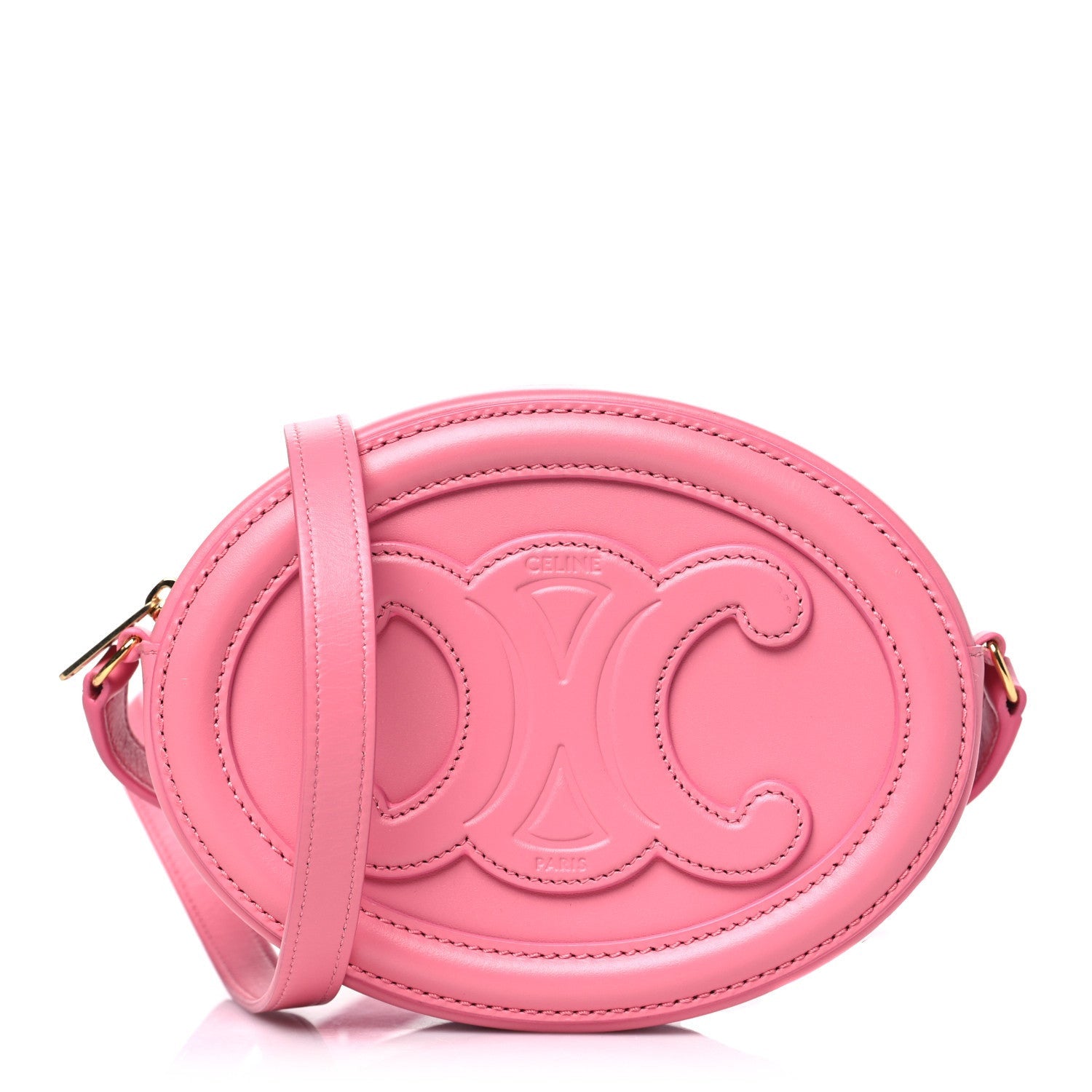 Celine Smooth Calfskin Cuir Triomphe Oval Purse Crossbody Lipstick 1 of 7