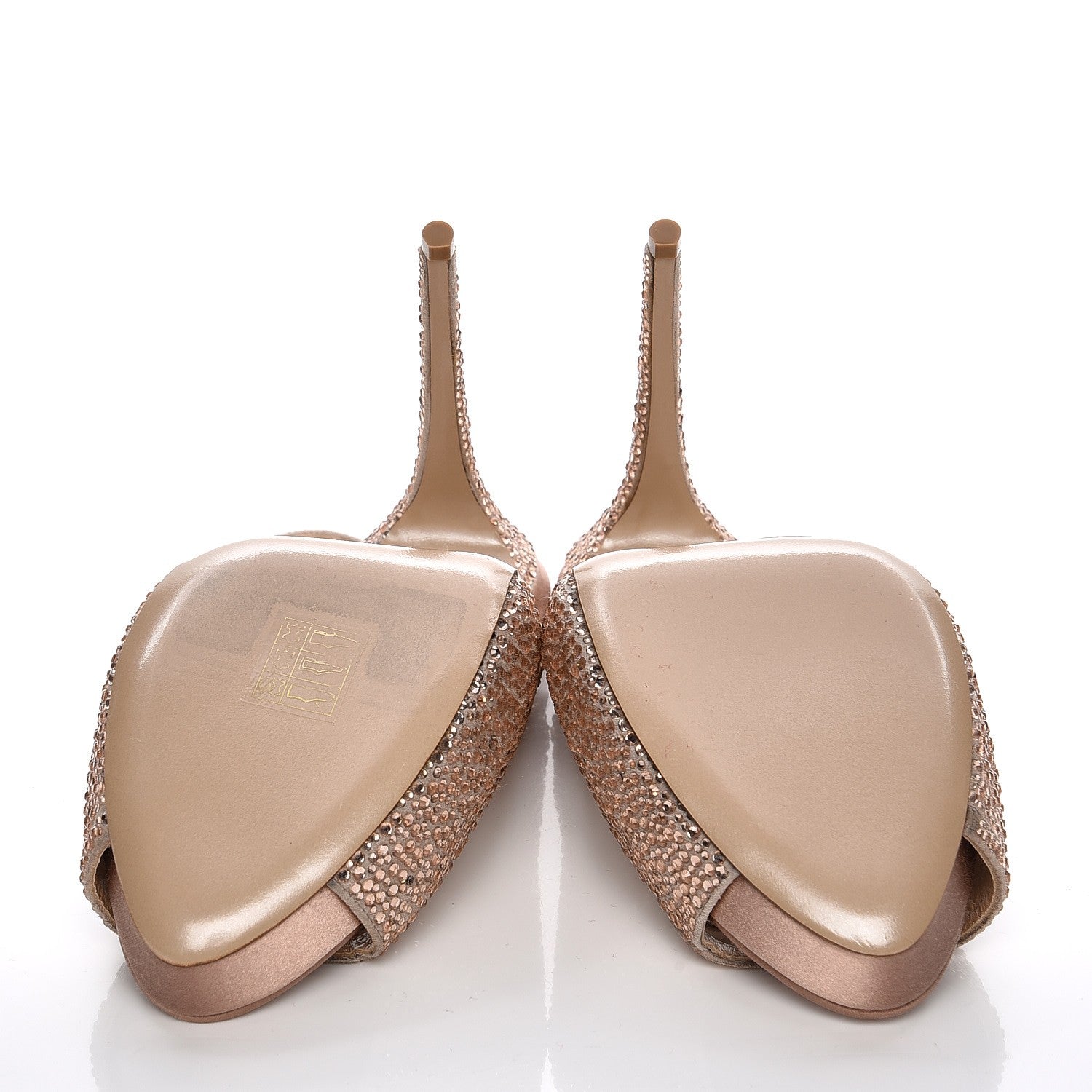 Valentino Garavani Suede Strass Crystal Peep Toe Half d'Orsay Slingback Platform Sandals 40 Poudre 5 of 9