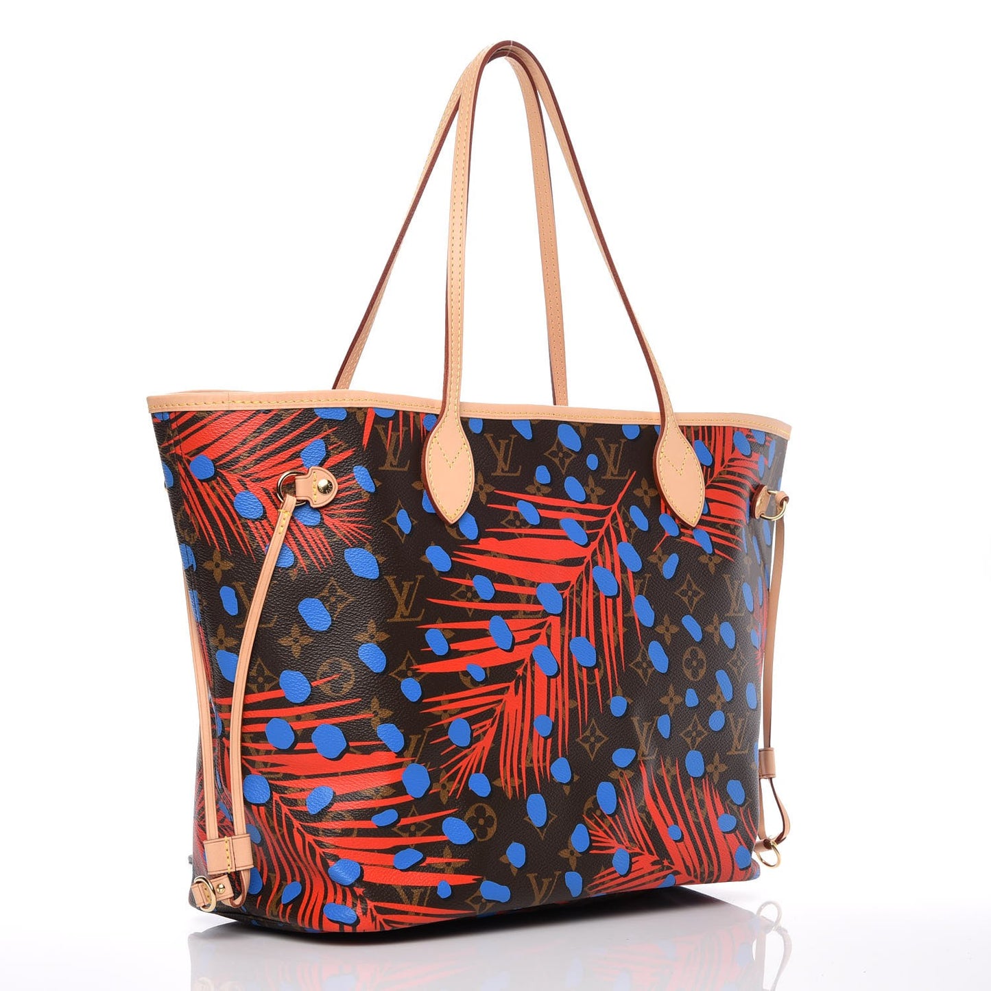 Monogram Jungle Dots Neo Neverfull MM Coquelicot Denim