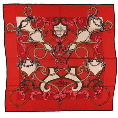 Hermes Cashmere Silk L Instruction Du Roy Shawl 140 Rouge Taupe Vermillon 1 of 6