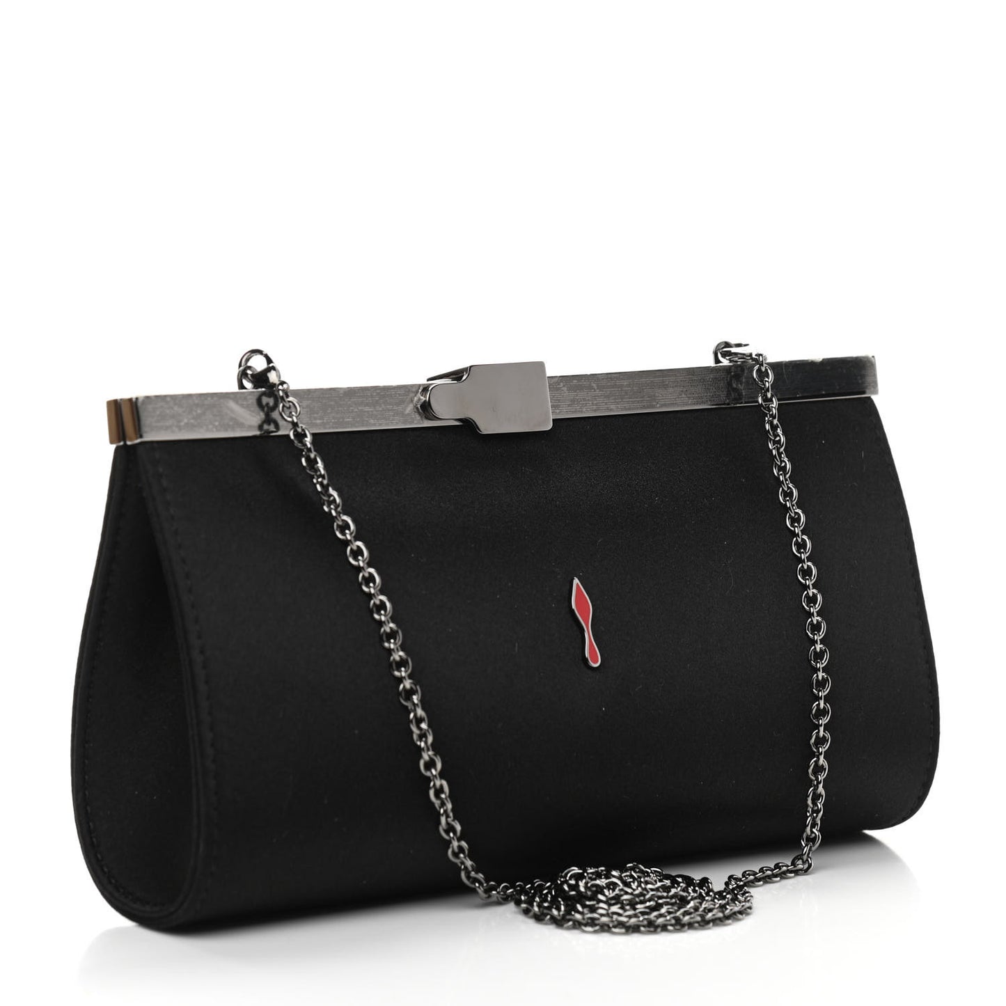 Satin Palmette Clutch Black