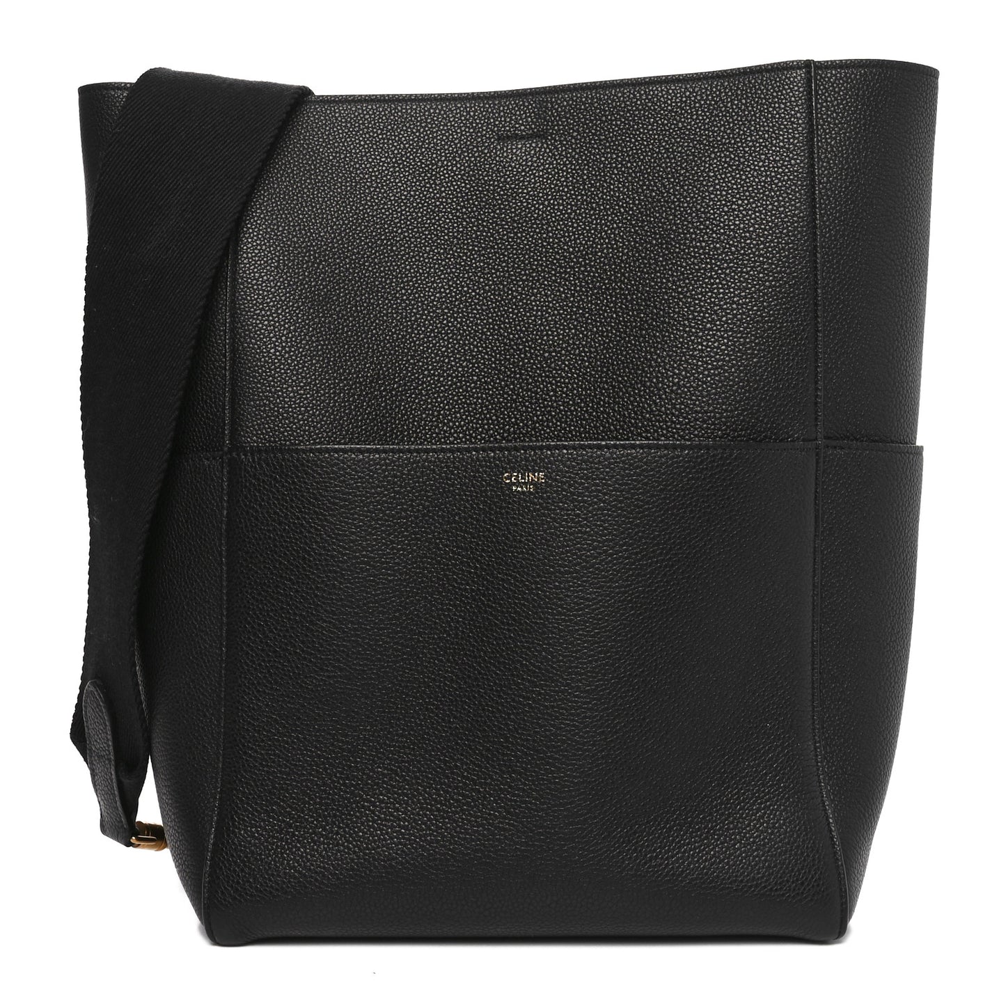 Soft Grained Calfskin Sangle Bucket Bag Black