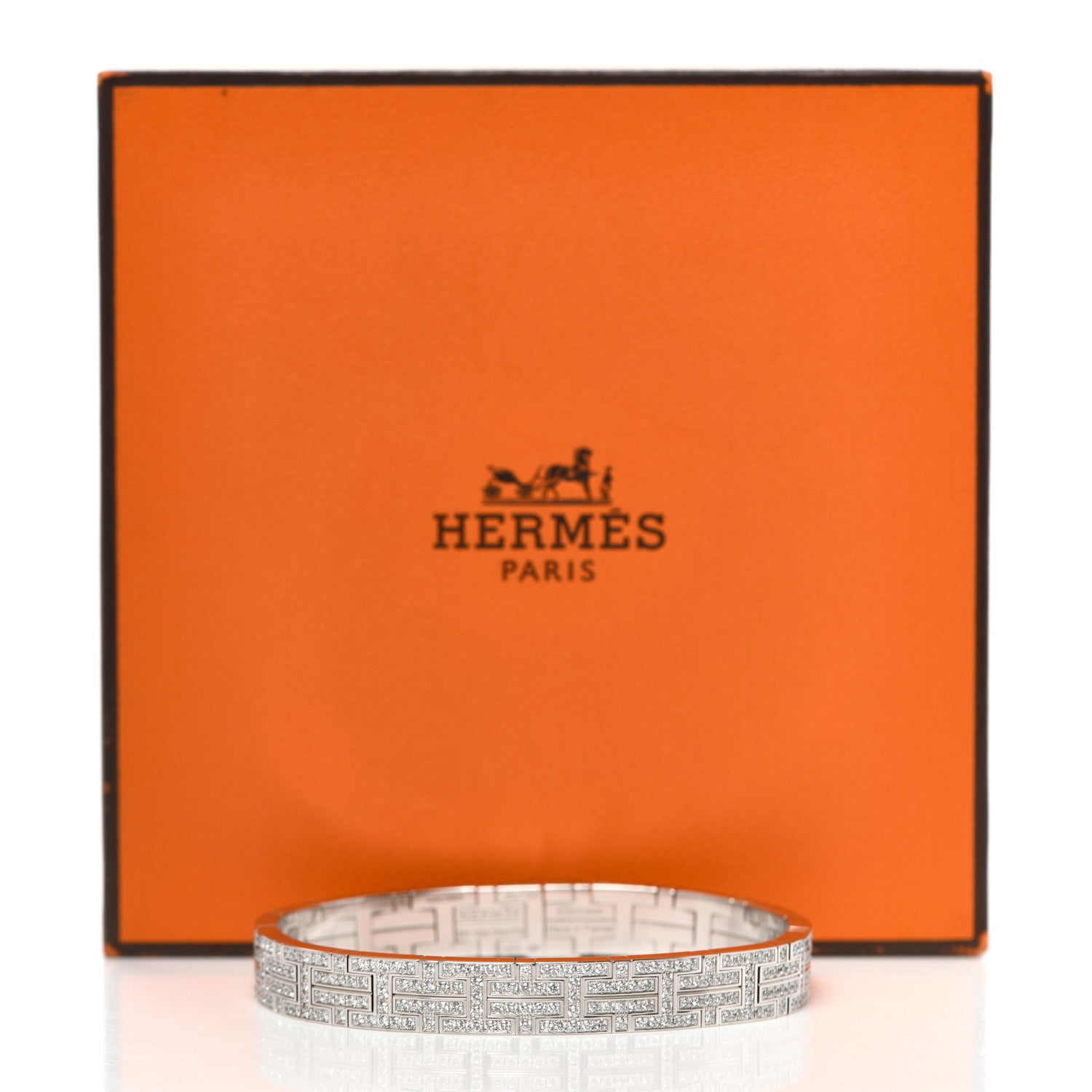 Hermes 18K White Gold Diamond Kilim Bracelet SH 6 of 6
