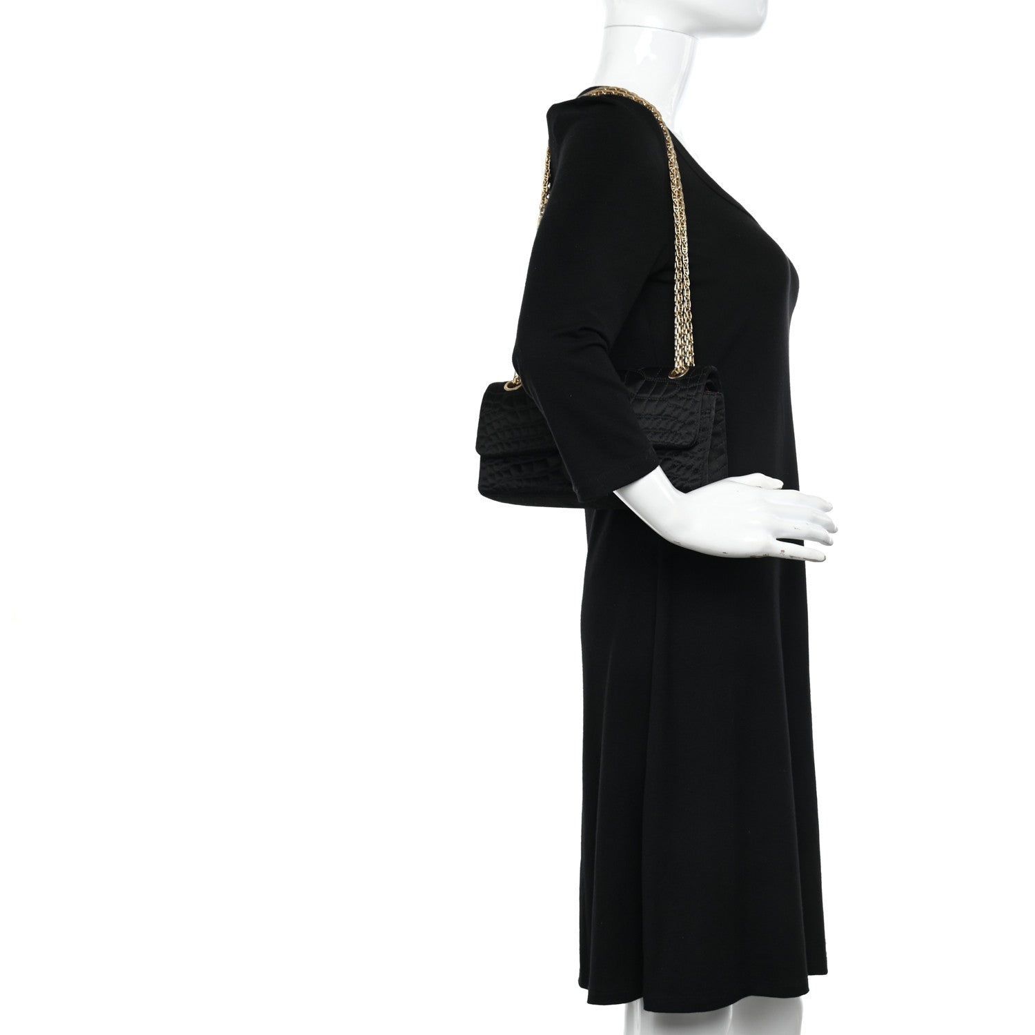 Chanel Satin Coco's Croc 2.55 Reissue East West Flap Black 2 of 12