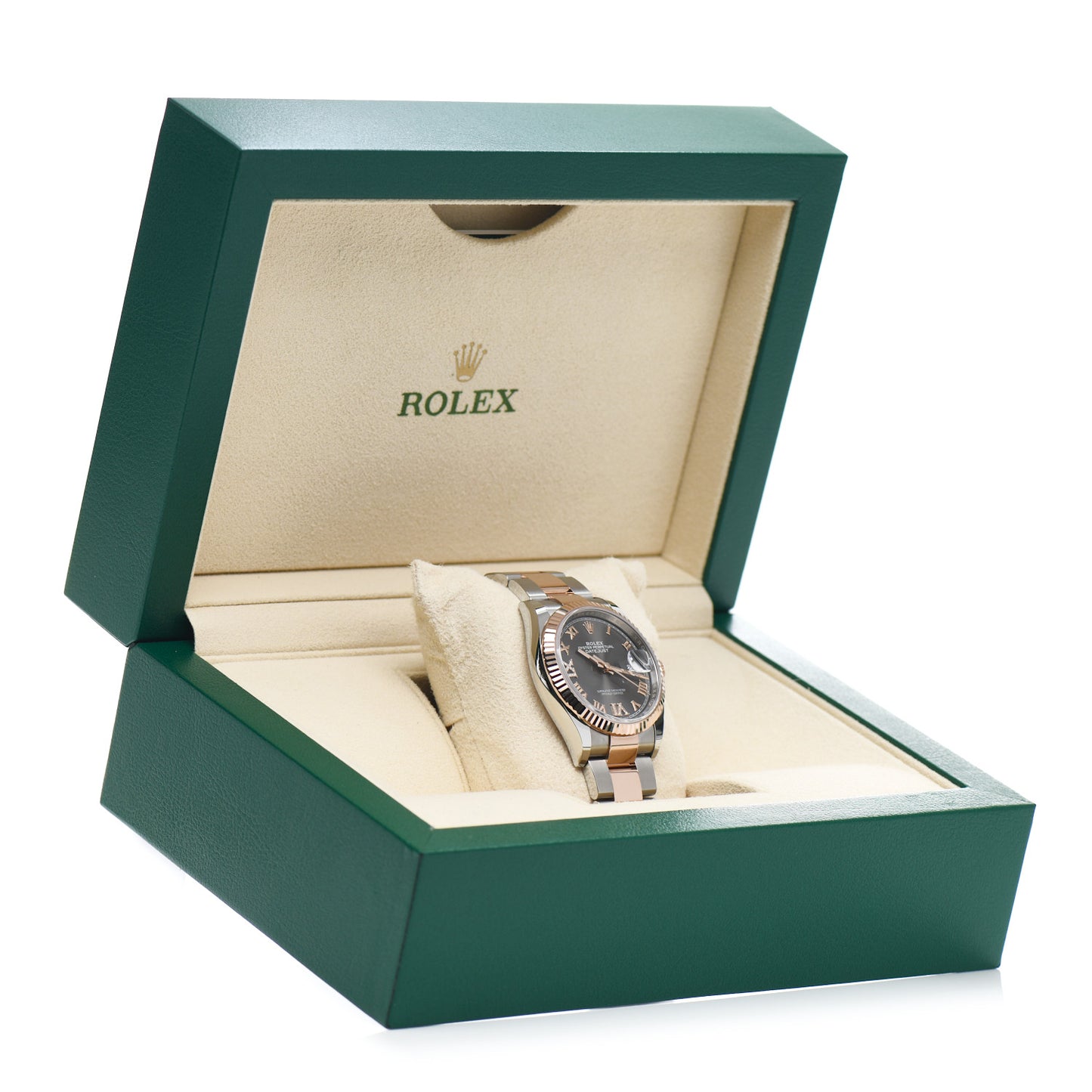 Stainless Steel 18K Everose Gold Diamond 36mm Oyster Perpetual Datejust Watch Slate Roman 126231