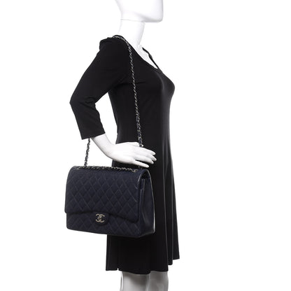 Chanel Caviar Quilted Maxi Double Flap Navy Blue 2 of 10