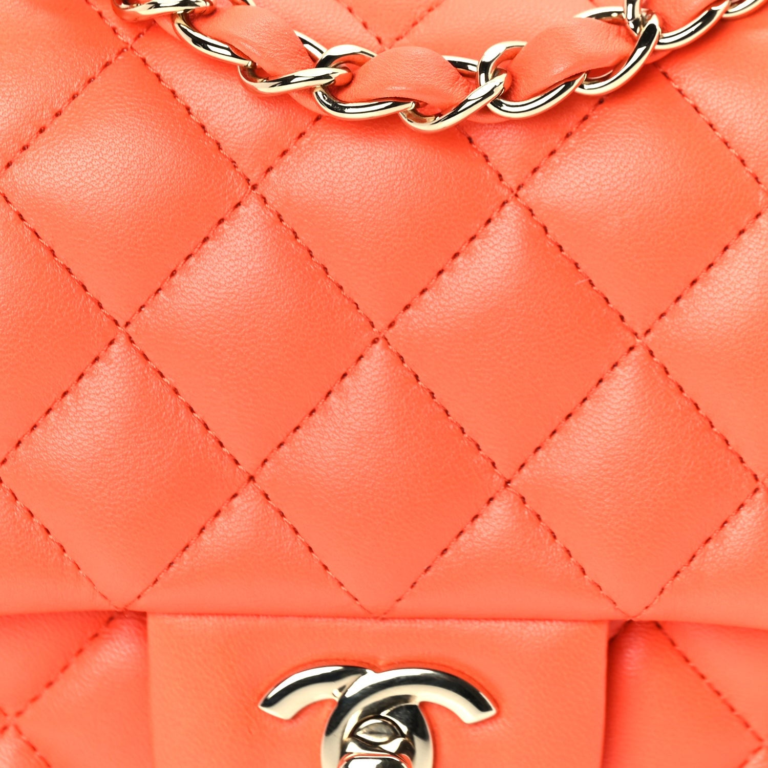 Chanel Lambskin Quilted Mini Square Flap Orange 8 of 10