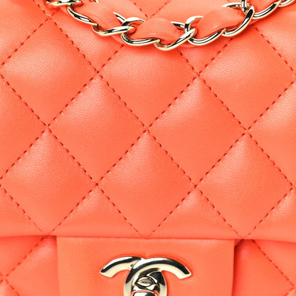 Chanel Lambskin Quilted Mini Square Flap Orange 8 of 10