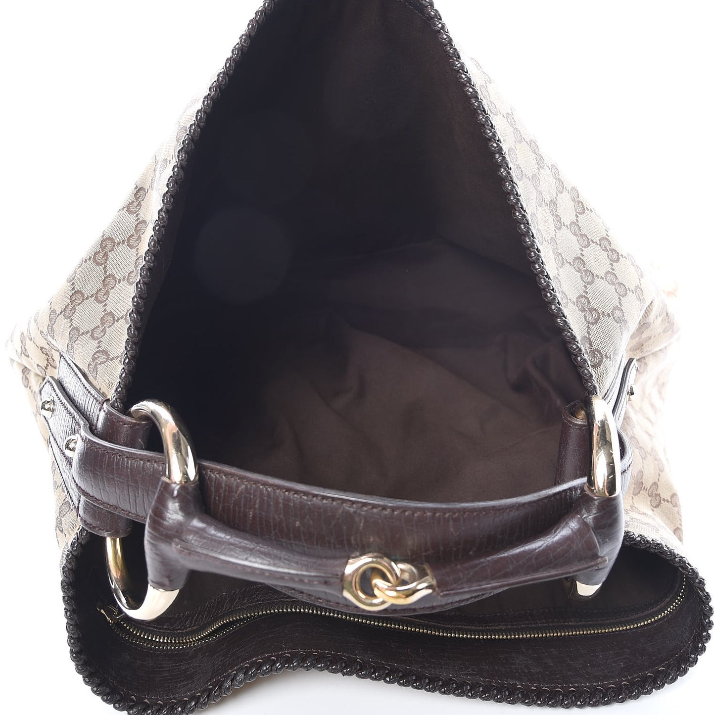 Monogram Large Horsebit Chain Hobo Dark Brown