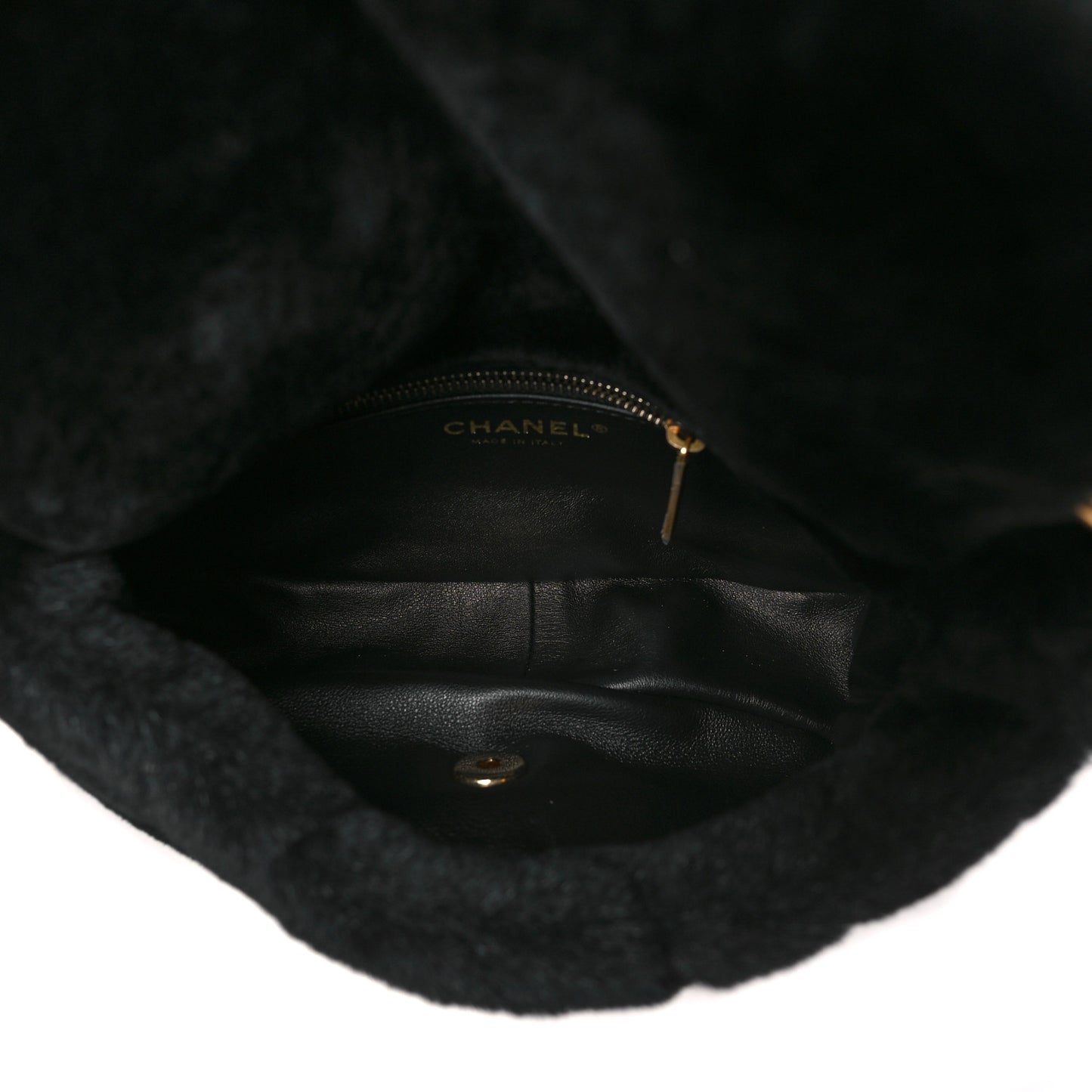 Shearling Quilted Coconing Single Flap Black