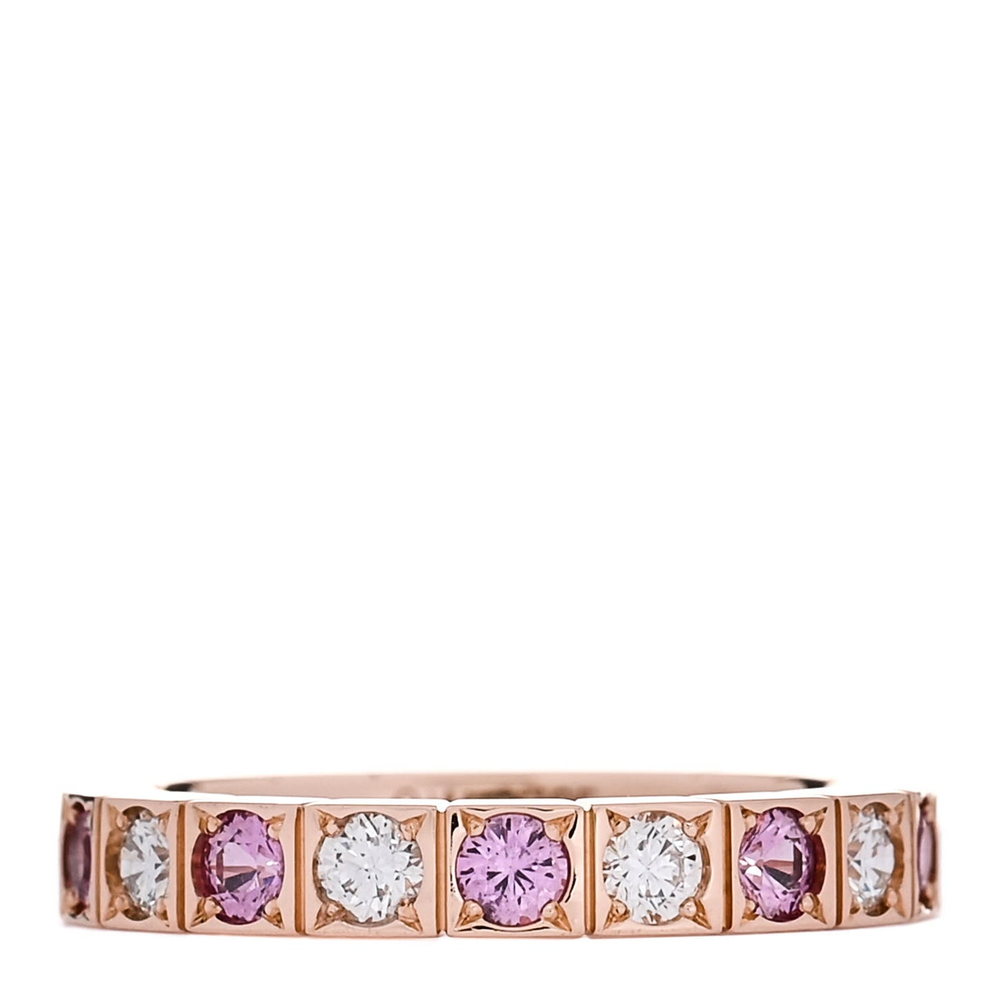 18K Pink Gold Diamond Pink Sapphire Lanieres Ring 47 4.25