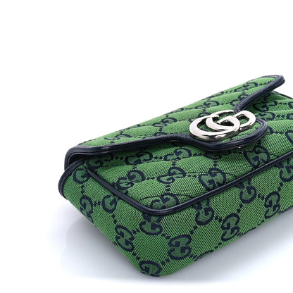 Gucci Monogram Multicolor Matelasse Diagonal Super Mini GG Marmont Shoulder Bag Green Blue 7 of 7